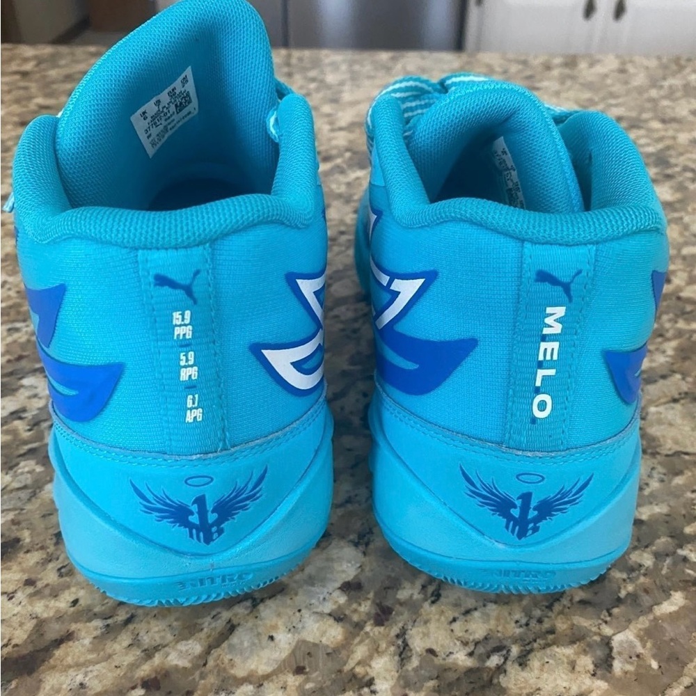 Puma MB.02 Melo Ball Basketball Shoes Youth 7 Blue Rookie of The Year ROTY. Used